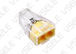 2 Port Push In Wire Connectors Terminal Block Transparent Yellow Color
