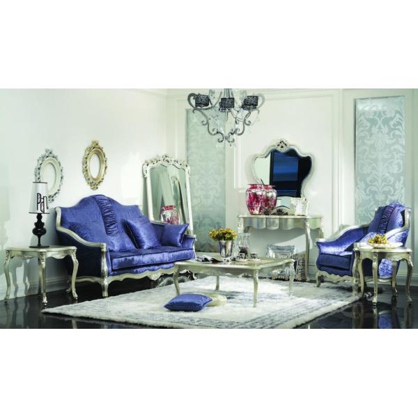 CAD 3D 3 Piece Luxury Living Room Furniture Modern Blue 3 2 1 Seater Velvet Sofa Sets