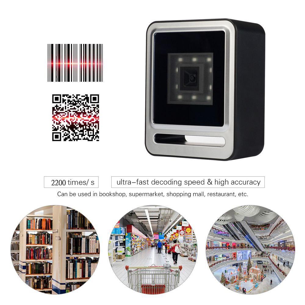 Omnidirectional High Speed Barcode Reader 2D Handsfree Qr Code Desktop Scanner