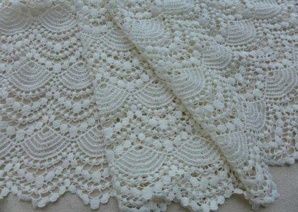 Quality Vintage French Crocheted Cotton Lace Fabric Scalloped Edge Hollow Out Ivory Dots for sale