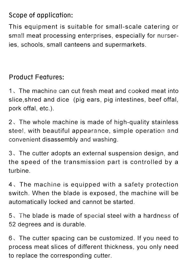 Multi Function 500KG/H Automatic Meat Cutter Pork Slicer For Hotel