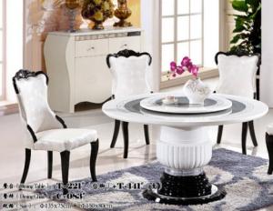 China dining room 8 seater round marble table with Lazy Susan on sale