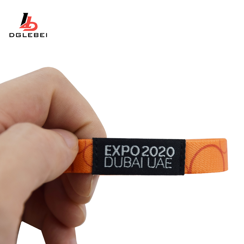 Sublimation Polyester Elastic Fabric Wristband Bracelets Die Cutting Printing Custom