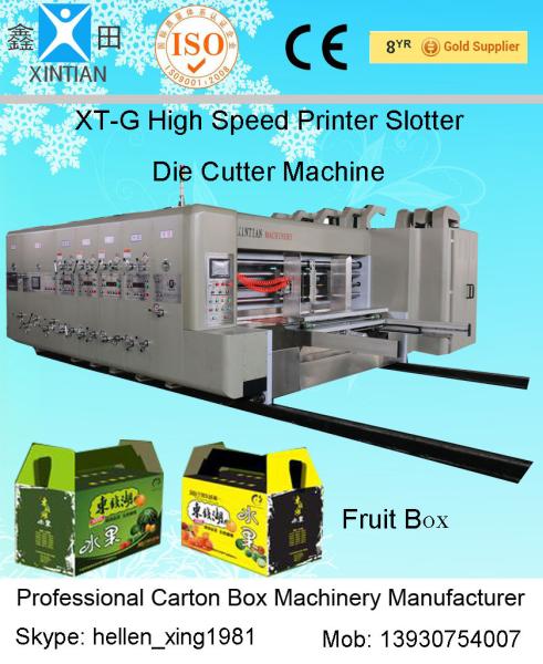 Quality Four Colours Flexo Printer Slotter Rotary Die Cutter with Stacker Machine for sale
