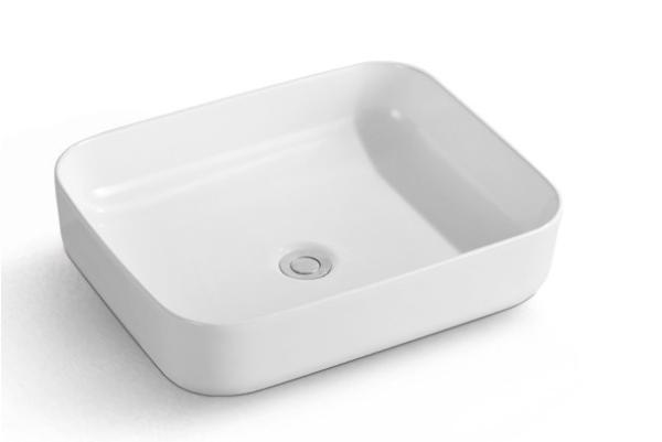 Quality Modern Bathroom Rectangular Above Counter White Ceramic Vessel Vanity Sink for sale