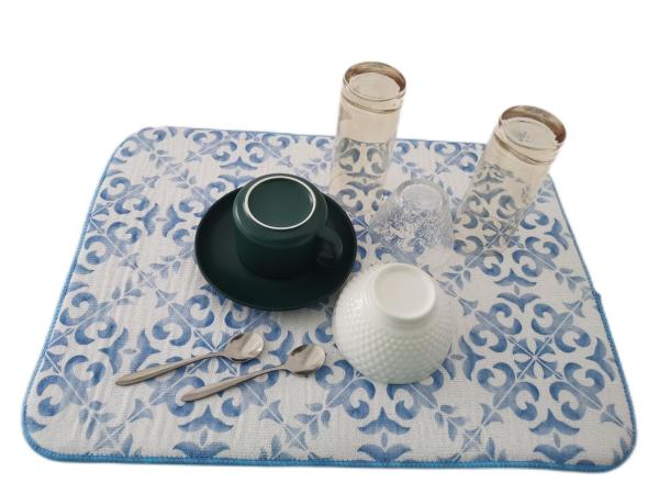 Quality Reversible  Blue Microfiber Dish Drying Mat For Bottles  Pans Dishes for sale