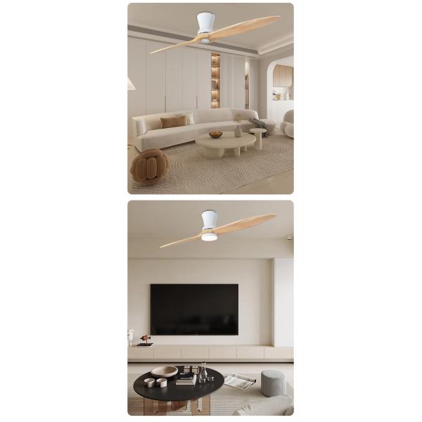 Integrated Two Leaf Solid Wood Ceiling Fan Light For Living Room