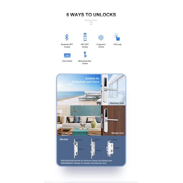 Full-Featured Stainless Steel Code Door Lock WiFi Bluetooth Remote Control Door Lock