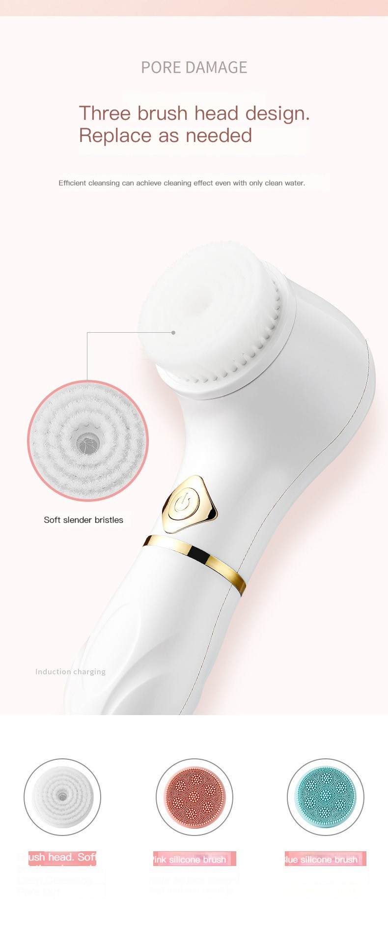 ABS Electric Deep Cleansing Face Brush Tool 170g Lightweight