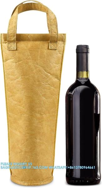Quality Tyvek Bottle Bag, DuPont insulated Wine Carrier Tote Holders, Portable Gift Bags With Handle For Business for sale