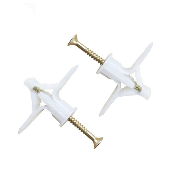 House Decoration White Plastic Wall Anchors 10x32mm Aircraft Type Shock Resisting