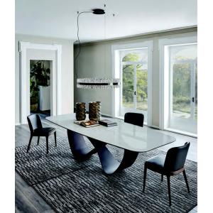 Sinuous Marble Ceramic Extending Dining Table , Architectural Glass Dining Table