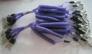 China Fashion purple color retractable lanyard coil retention tether leash popular secure leash on sale