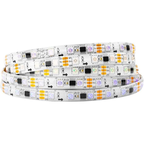 WS2811 IC=RGB IC Addressable Dream Color LED Strip 60LEDs/m IP65 Splash Proof white PCB Flexible DC12V Chasing Effect