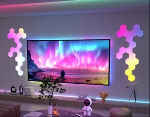Buy cheap RGBIC HDMI Hexagon Panel Gaming Light With 24V Voltage And 50 000 Hours LED Lifespan Remote Control Included product