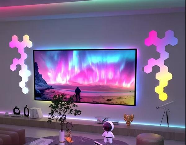 RGBIC HDMI Hexagon Panel Gaming Light With 24V Voltage And 50 000 Hours LED