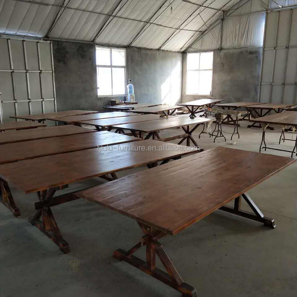 Banquet Hotel Home Wooden Folding Farm Table with Solid Pine Wood