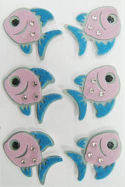 Quality Handmade Cute Fish Stickers , 3D Dimensional Fuzzy Stickers For Notebook for sale