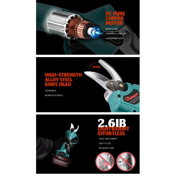 LS2101S Electric Pruning Shears 21V 1500mAh Li-Ion Battery Electric Branch Scissors