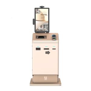 China 21.5 Inch Touch Display Hotel Self-service Check In Kiosk With Roomkey Dispenser And Passport Reader on sale