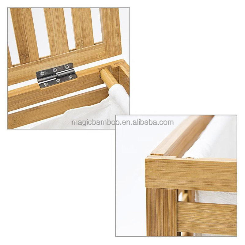 EU Certified Bamboo Laundry Storage Hamper Collapsible Waterproof