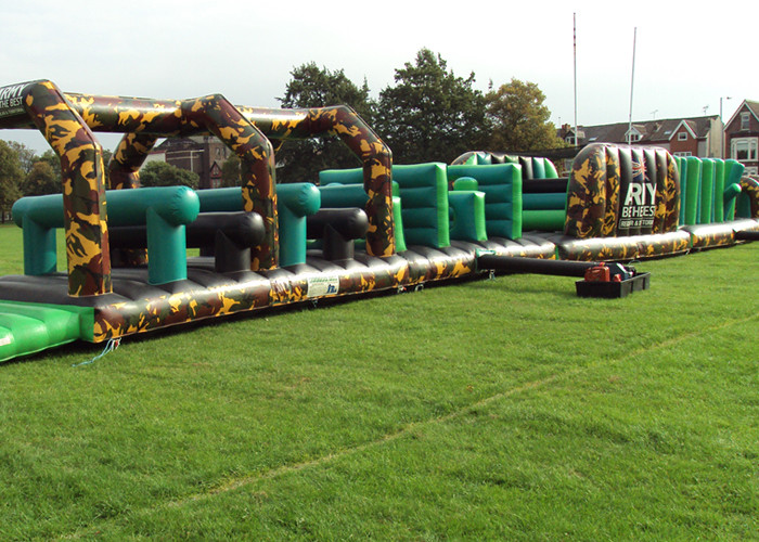 Camouflage Giant Army inflatable children's assault course , assault course ideas