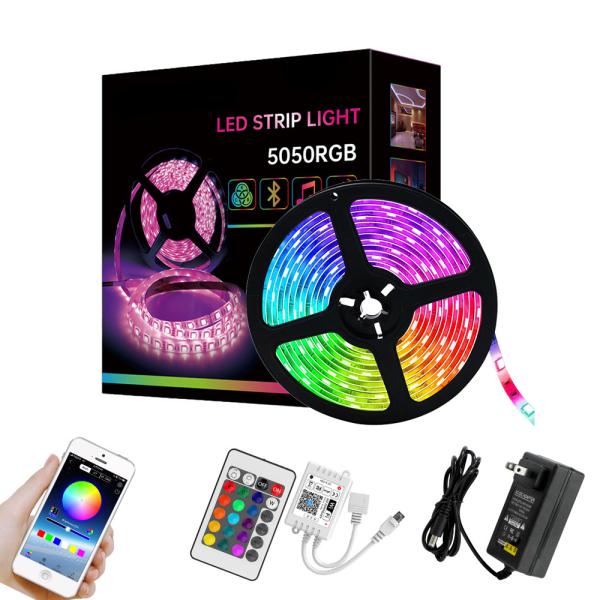 Quality 5m Set 5050 SMD Flexible RGB LED Strip DC 12V LED Strip Light Kit Wifi Controller  Home Voice Control for sale