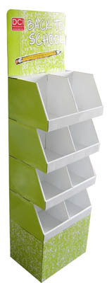 Snack Corrugated Cardboard Display Blue / Green Color Knocked Down Packing