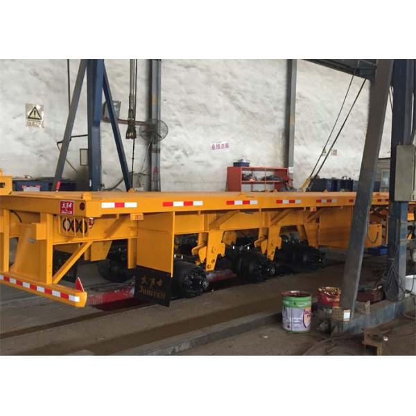 40 Tons 3 Axle Semi Flatbed Trailer , Flat Deck Trailer With Front Wall