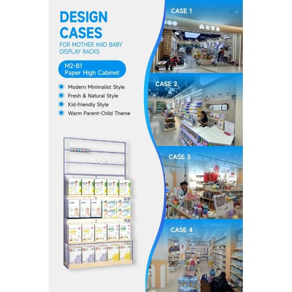 M2-B1 Kid-friendly Diaper Display Cabinet with LED Strips and Transparent Acrylic Tube for Baby Goods Section
