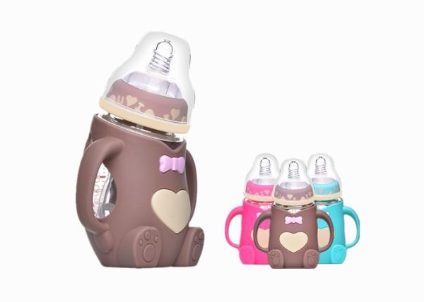 Quality Wide Bore Newborn Baby Feeding Bottle , Anti Flatulence Glass Feeding Bottle For Infant for sale