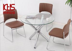 Buy cheap Luxury Customized Modern Kitchen Dining Tables Ivory White Glass Topped End Tables product