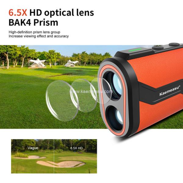 kaemeasu Golf Rangefinder 6.5X Aluminum Leather Shell Laser Range Finder with Flagpole Lock Magnet Function MAL600