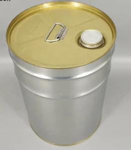 China Tight Head 5 Gallon Metal Pails Gold Phenolic Lined With Spout on sale