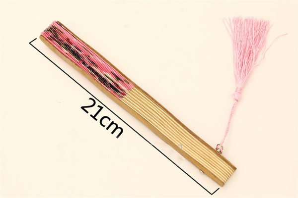 Assorted Flower Handheld Foldable Fan Curved Fabric Folding Fans With Tassel