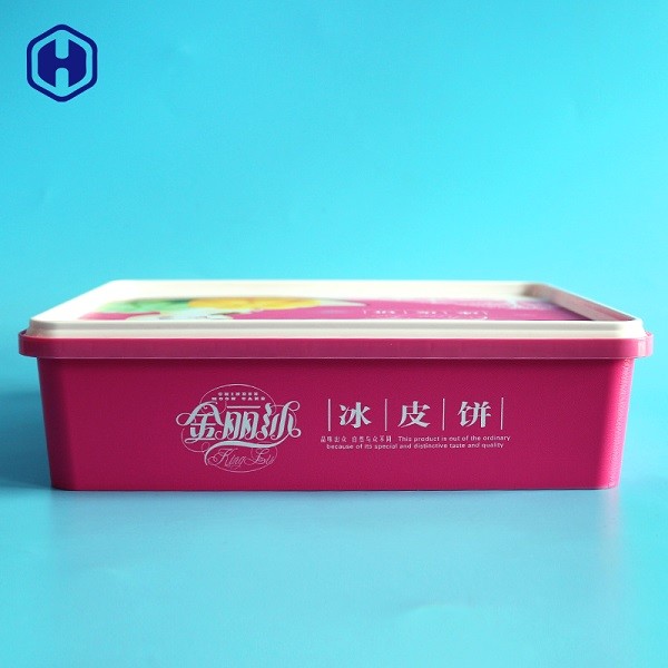 PP Plastic IML Box L25.7 * W21.3 * H6.9 480g Cake Dry Fruit Packing