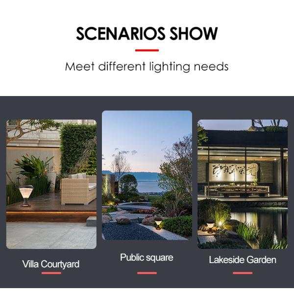 Solar Bollard Lights ABS Material Polycrystalline Sloar Panels Epistar SMD DIA245mm IP65 APP Controlled waterproof