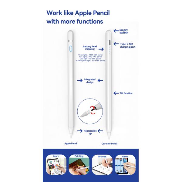 Painted Aluminum IPad Stylus Pen With Precise / Smooth Writing Experience