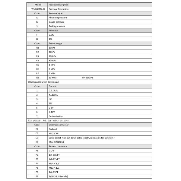 Smart Mems Vacuum Pressure Transducer WNK80mA Ultra Miniature Pressure Transducer