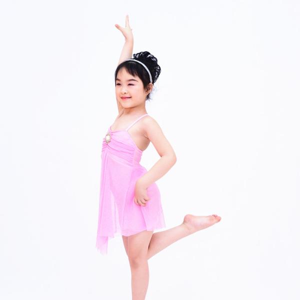 Quality Lyrical Modern Dance Costumes Children’S Sparkle Polyester Mesh Fabric Dress for sale