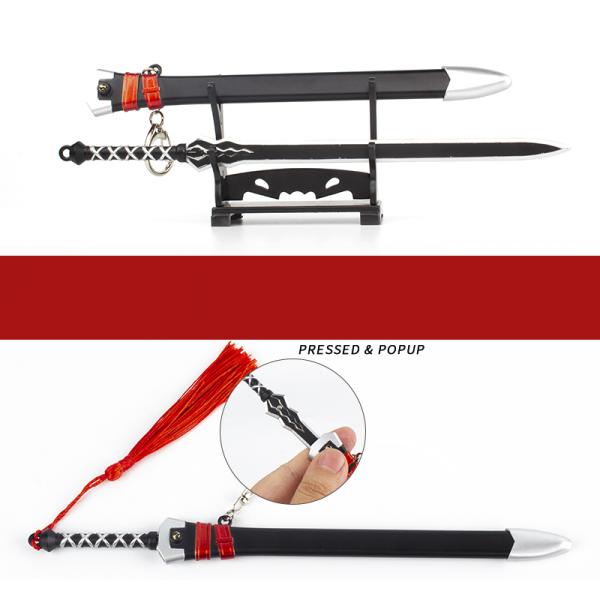 Sword Art Online Yuuki Zinc Alloy Automatic Eject Mini Sword Keychain