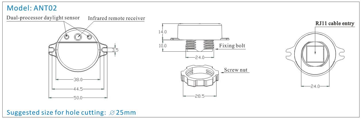 Detached Version Dimmable Motion Sensor Remote Controllable ANT01 / ANT02