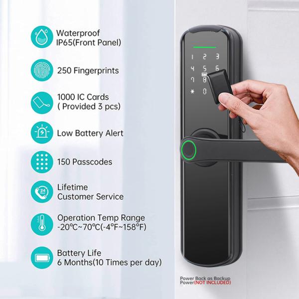 Waterproof IP65 Digital Smart Door Locks FCC WIth Reversible Handle