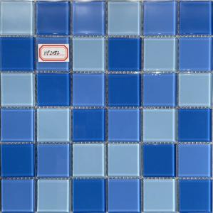 China Waterproof Glass Swimming Pool Mosaic Tiles 303x303mm Mesh Mounted on sale