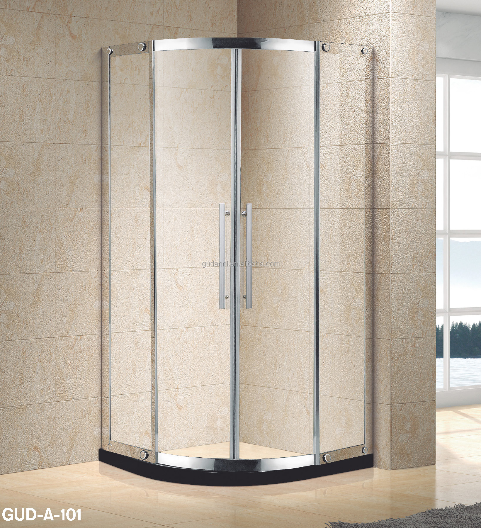 Bathroom Rectangular Single Moving Door 2 Pieces Fixed Shower Panels with Shelf Shower Bath Rooms Complete