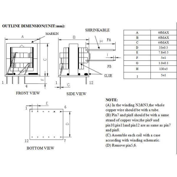 High Frequency Large Power Transformer Litz Wire Big Power For Power Supply Driver