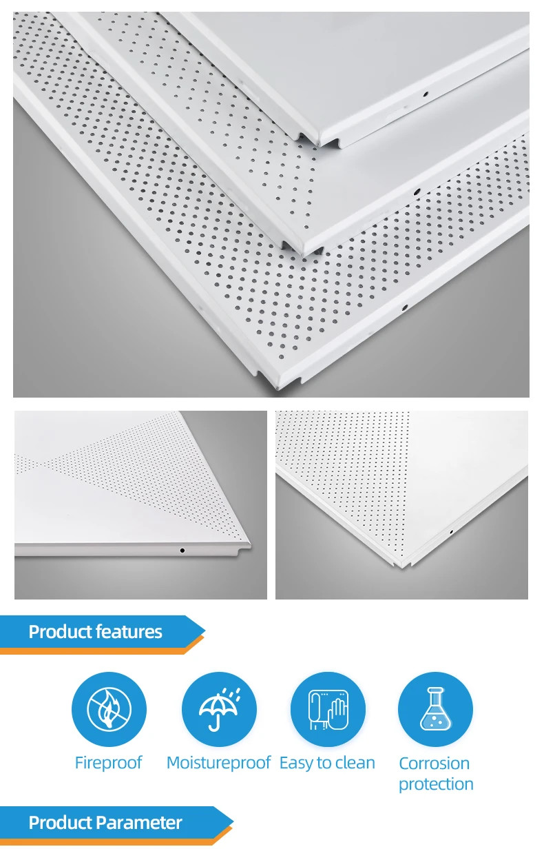 Office Aluminum Clip In Ceiling Tiles Panel Soundproof Environmental Friendly