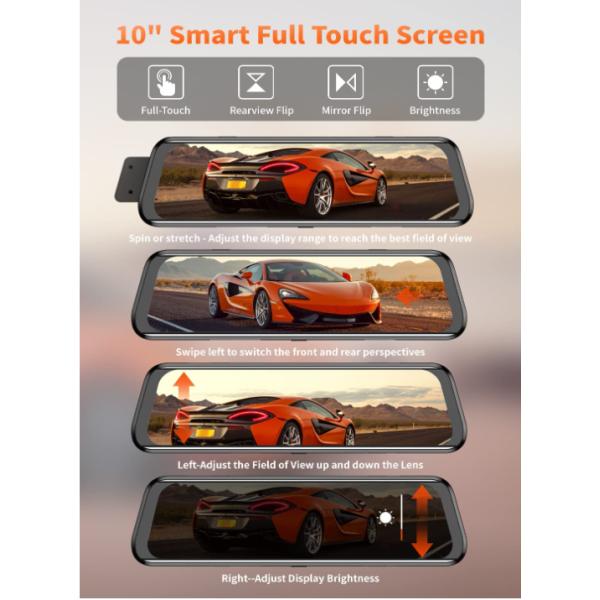 HD 10" Touch Screen Rear View Mirror Camera Car Electronics Accessories