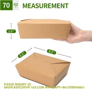 70 Oz Large Take Out Food Containers - Heavy Duty Microwavable Kraft Brown Paper To Go Box #3 - Grease Resist
