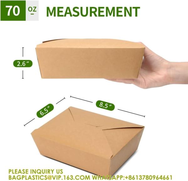 Quality 70 Oz Large Take Out Food Containers - Heavy Duty Microwavable Kraft Brown Paper To Go Box #3 - Grease Resist for sale